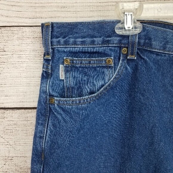 NEW Carhartt Men's 42 x 28 Jeans Relaxed Fit Denim Tapered Leg Jean Blue - Picture 4 of 8